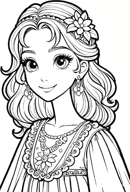 子供用のお姫様の塗り絵