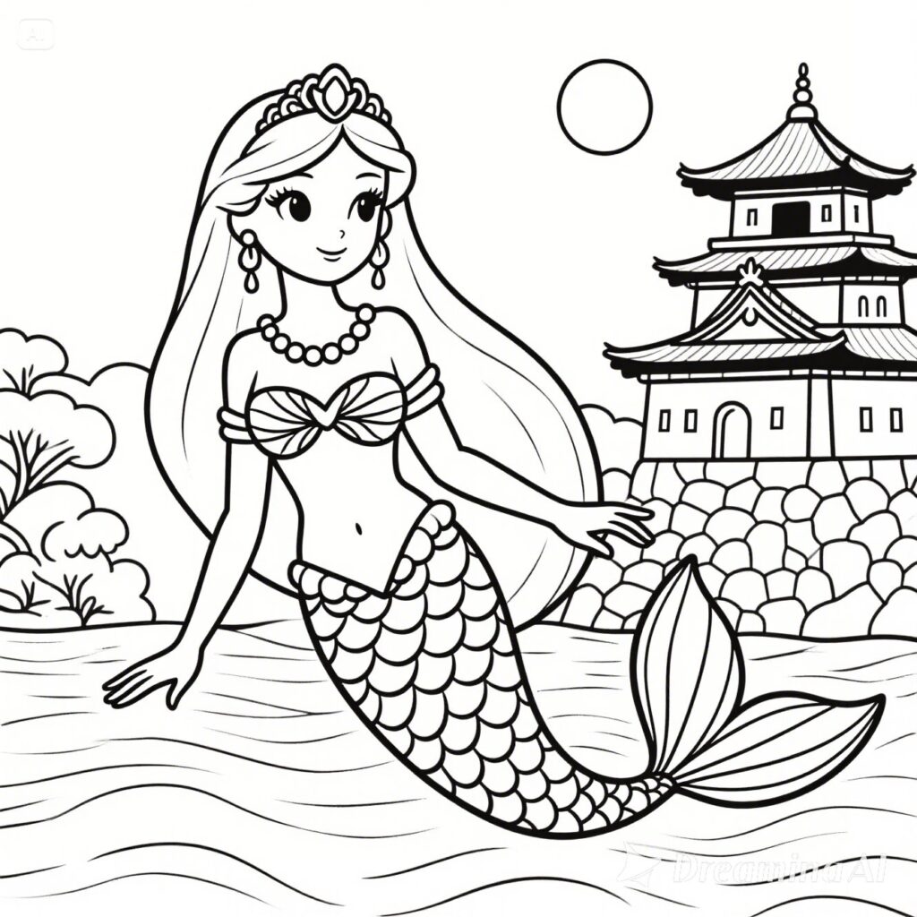 子供用の人魚姫の塗り絵